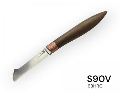 Нож садовый для прививки Мусиенко CPM S90V 2,3% C 63HRC, рукоятка - дуб (MUS-S90V) 