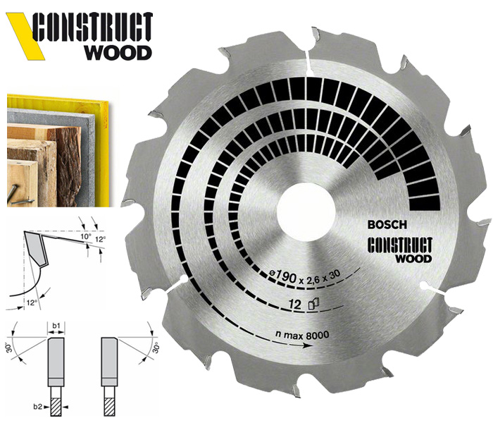 Пильный диск Bosch Construct Wood 190 мм 12 зуб. (2608640633)