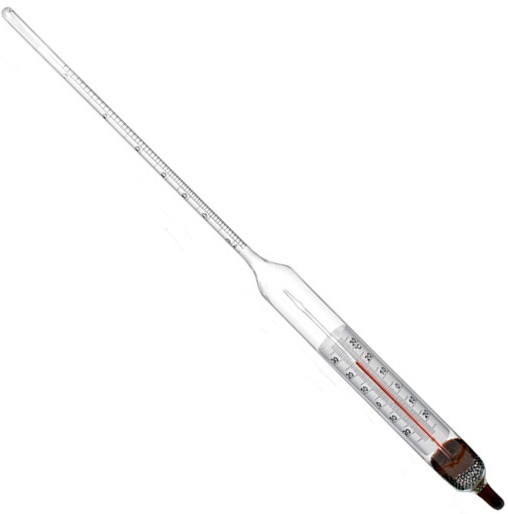 Ареометр для спирта (спиртомер) c термометром АСП-Т (0-60%) 