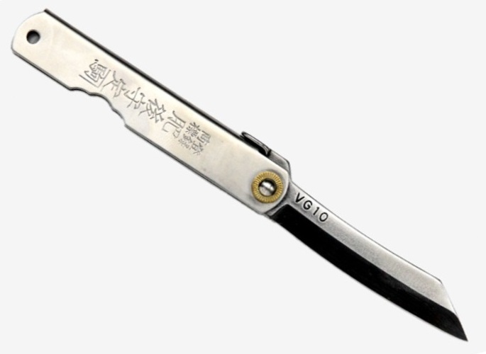 Нож складной Higonokami 100 mm, VG10 сталь, рукоятка - нержавейка, HONMAMON (1117351) 