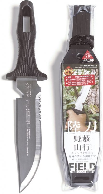 Нож Rikugatana S, 58HRC, нержавеющая сталь DSR1K6 DAIDO (подобие стали 440A, 65x13), Nisaku (NJP811, 1117368) 