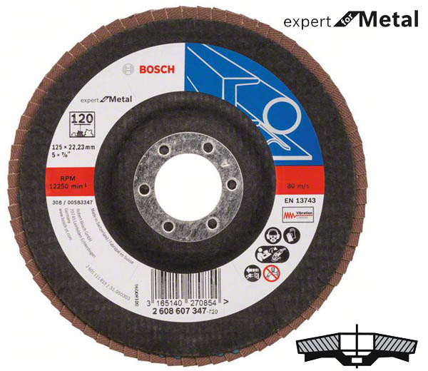 Коло шліфувальне пелюсткове, Bosch K120 125 мм, Expert for Metal (2608607347)