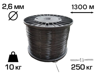 Пластиковий шпалерний дріт (Агрошпалера) Італія 2,6 мм (1300 м)