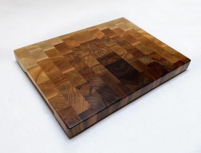 Торцьова дошка для нарізки LUXURY 350 х 250 х 30 мм (GRADIENT Дуб-Горіх-Ясень-Граб) (3525030G)