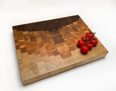Торцьова дошка для нарізки LUXURY ШЕФ 450 х 350 х 50 мм (GRADIENT Дуб-Горіх-Ясень-Граб) (T4535050G)