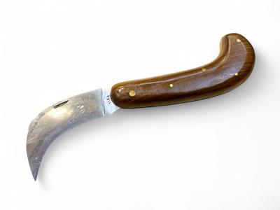 Ніж садовий великий, лезо 83 мм вуглецева сталь, руків`я горіх 12.5 см, 61HRC TINA, арт.635/12.5