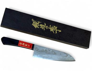 Ніж кухонний Santoku 170 мм лезо, VG10 Damascus 61HRC, (1115269) від майстра SHIGEKI TANAKA, HONMAMON