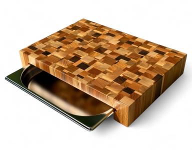 Торцева дошка для нарізки з гастрономічною ємністю на 2 л, LUXURY 400 х 285 х 75 мм (Мозайка) (4028570MI)