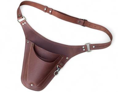 Пояс-чохол шкіряний для садового інструменту на 3 кишені (КОРИЧНЕВИЙ) G-Leather