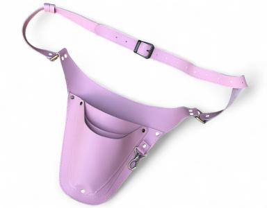 Пояс-чохол шкіряний для садового інструменту на 3 кишені (РОЖЕВИЙ) G-Leather