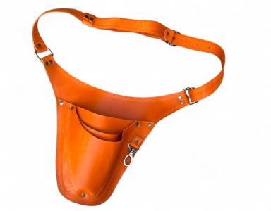 Пояс-чохол шкіряний для садового інструменту на 3 кишені (ПОМАРАНЧЕВИЙ) G-Leather