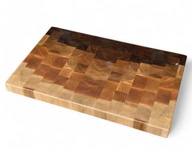 Торцьова дошка для нарізки LUXURY 400 х 250 х 30 мм (GRADIENT Дуб-Горіх-Ясень-Граб) 4025030G