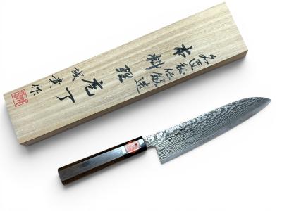 Ніж кухонний Gyuto (Шеф) 180 мм, SG2 (R2), Damascus 33, 64 HRC, руків`я горіх, в дерев`яній коробці, TANAKA, HONMAMON (4573200705182)
