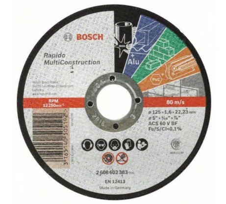 Отрезной круг Bosch (2608602383) Rapido Multi Construction 125x1.6 мм 