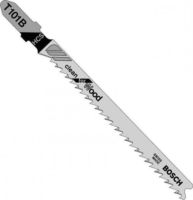 Пилка для лобзика Bosch по дереву T 101 B, 2,7×100 мм, 25 шт (2608633622)