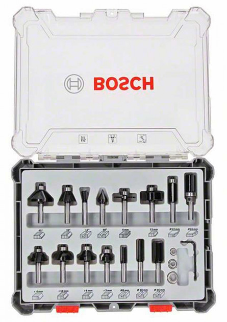 Набір пазових фрез Bosch 8мм, 15 шт (2607017472) 
