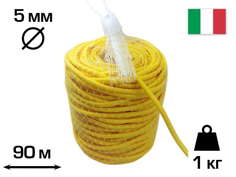 Кембрик, пластиковая завязка, Желтая, 5мм, EXTRA (23FIPEGRV5), 1кг, 90м, CORDIOLI (450Y) 
